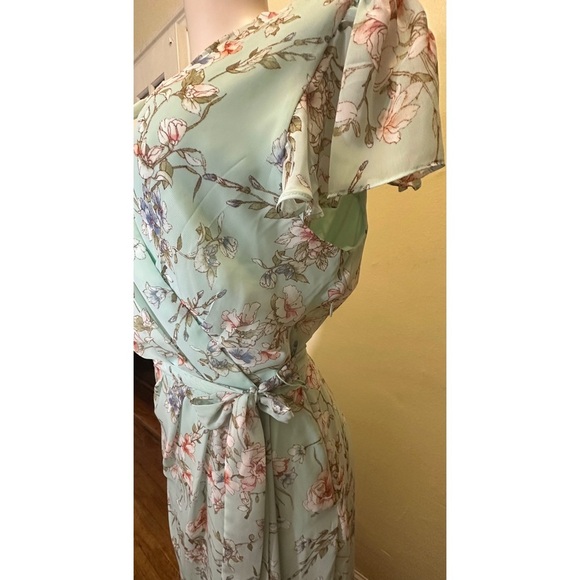 NWOT JULIA JORDAN Asymmetrical Puff Sleeve Maxi Dress Size 14 - Picture 7 of 9